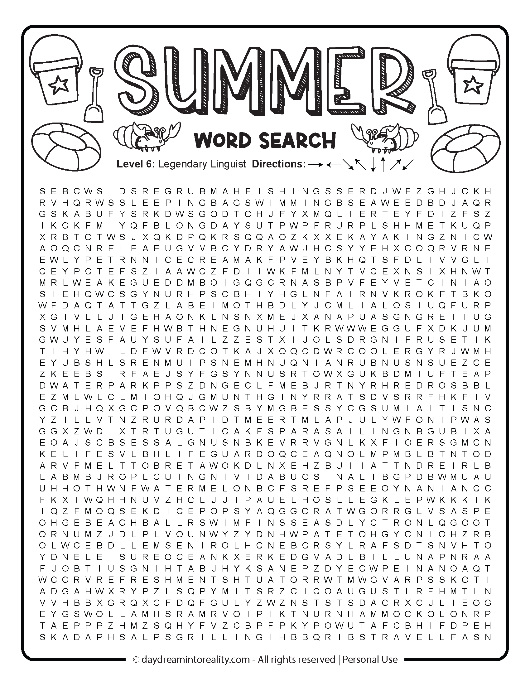 Summer Word Search Free PDF Printables 6 Levels Of Difficulty Daydream Into Reality Summer Word Search Free PDF Printables 6 Levels Of Difficulty Daydream Into Reality