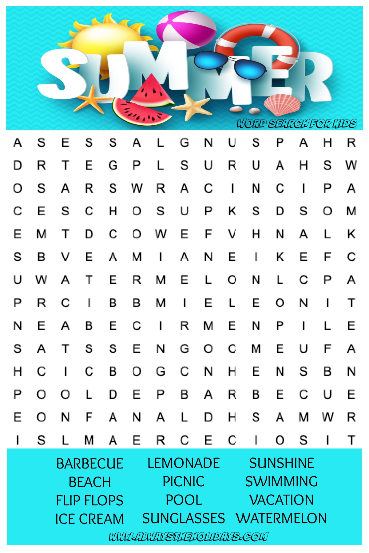 Summer Word Search Printable Free Word Search Answer Key Summer Word Search Printable Free Word Search Answer Key