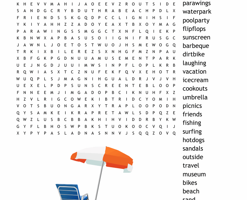 SUMMER Word Search WordMint