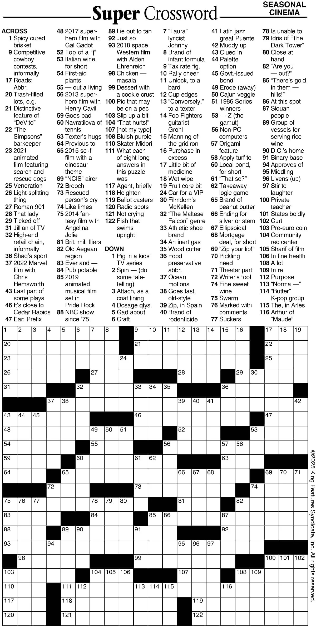 Super Crossword Seasonal Cinema Your West Central Voice Super Crossword Seasonal Cinema Your West Central Voice