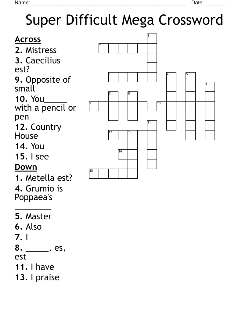 Super Difficult Mega Crossword WordMint