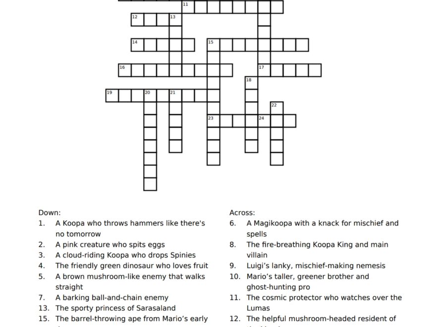Super Mario Crossword Puzzles Print It Out And Have Fun