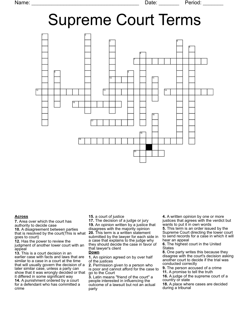 Supreme Court Terms Crossword WordMint