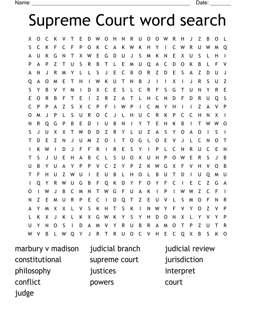 Supreme Court Word Search WordMint