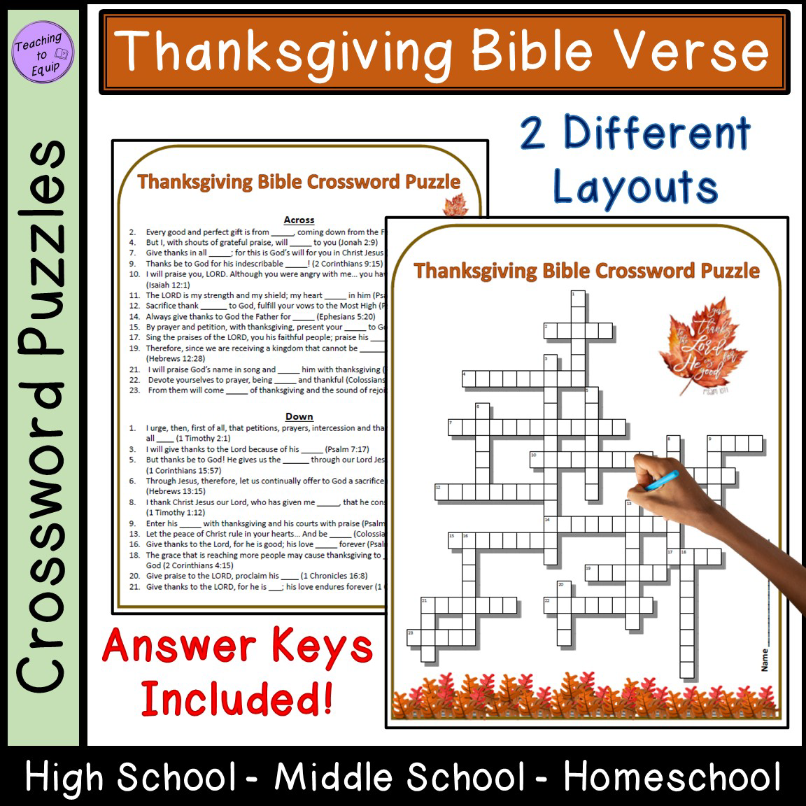 Thanksgiving Bible Scriptures Crossword Puzzle Activity Classful Thanksgiving Bible Scriptures Crossword Puzzle Activity Classful