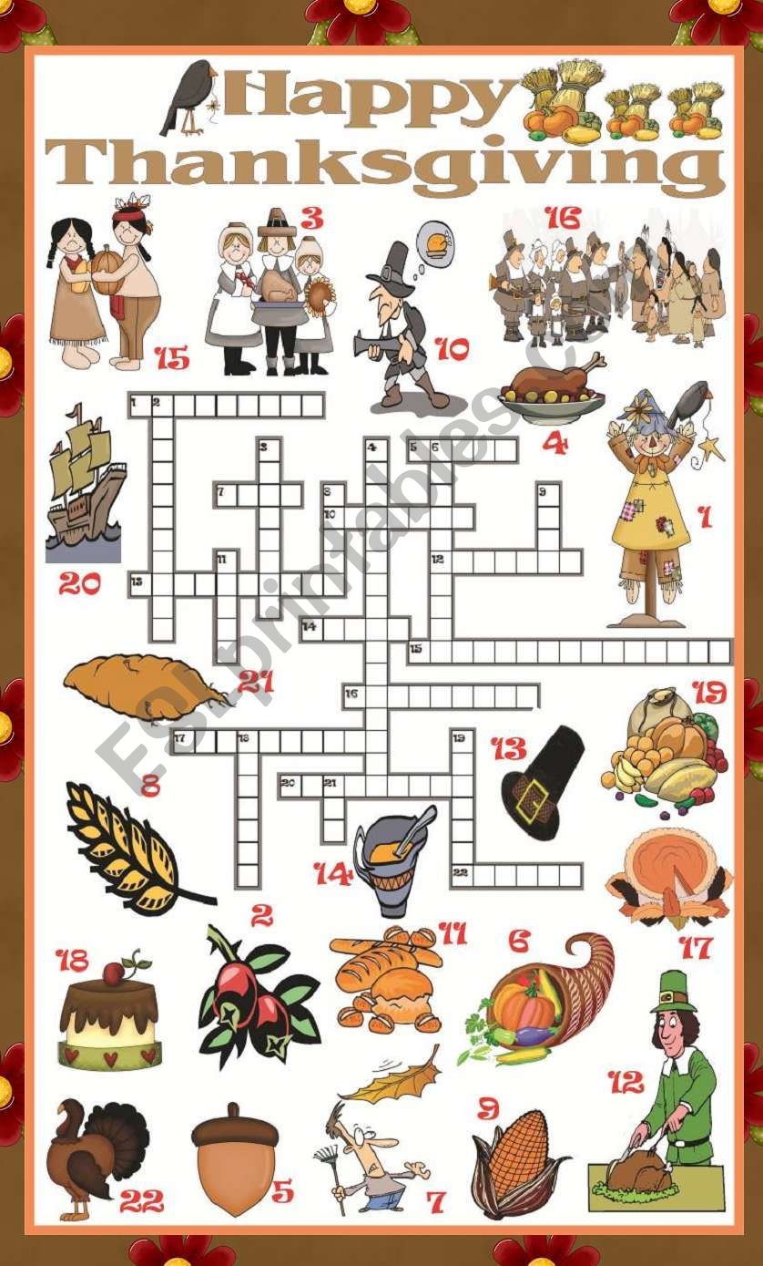 Thanksgiving Crossword ESL Worksheet By Mafaldita2009 Thanksgiving Crossword ESL Worksheet By Mafaldita2009