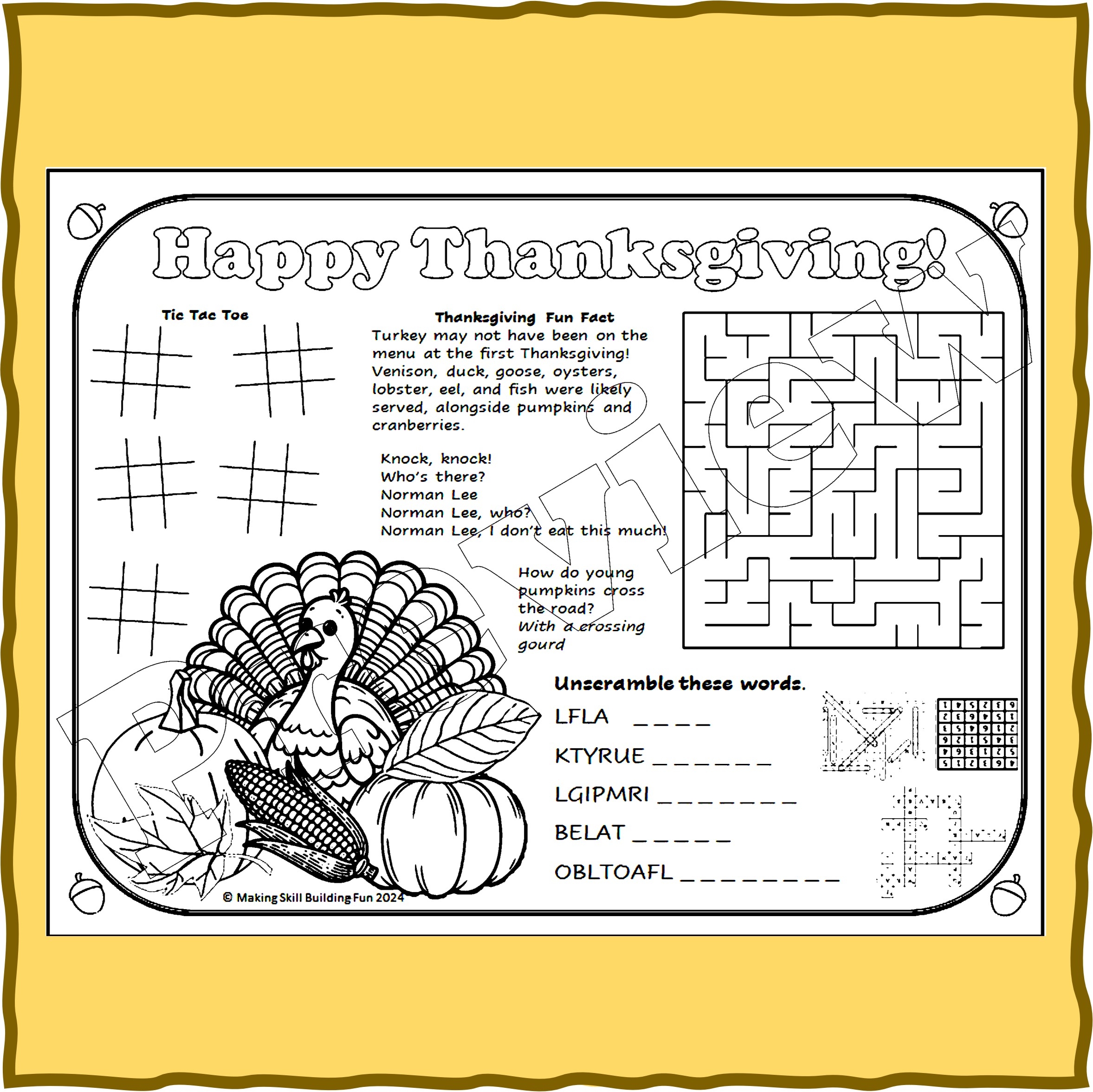 Thanksgiving Crossword Puzzle Word Search Placemat Cootie Catcher Bundle Classful Thanksgiving Crossword Puzzle Word Search Placemat Cootie Catcher Bundle Classful
