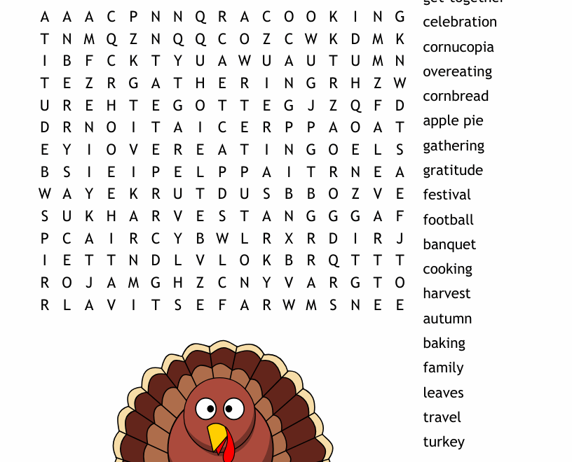 Thanksgiving Crossword WordMint