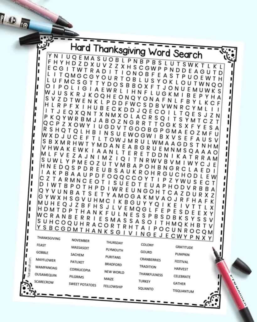 Thanksgiving Word Search Hard Printable The Artisan Life Thanksgiving Word Search Hard Printable The Artisan Life