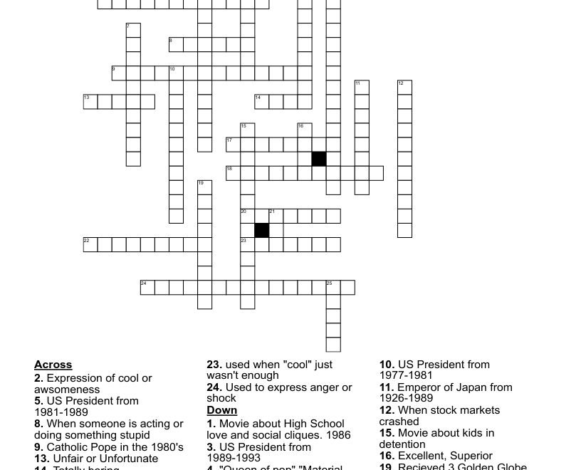 The 80 s Crossword WordMint