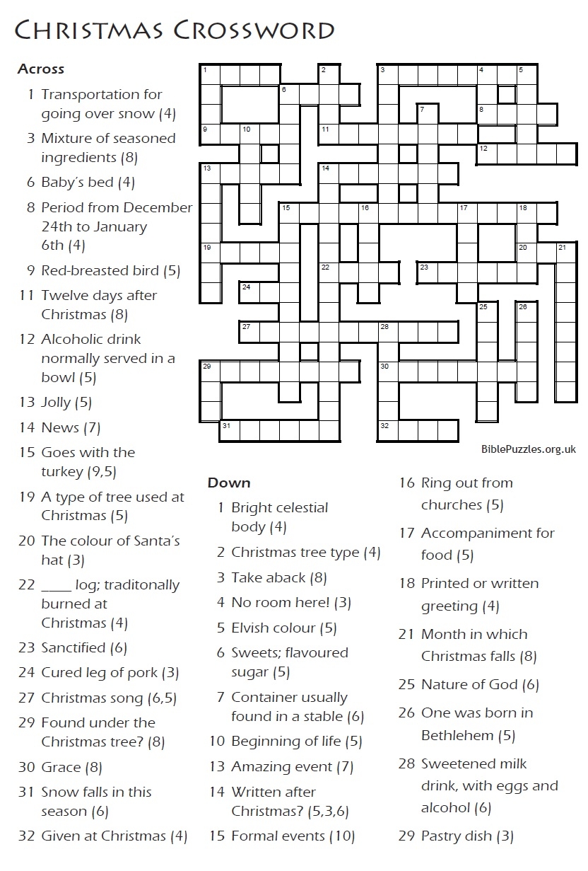 The Good News Today Christmas Crossword The Good News Today Christmas Crossword