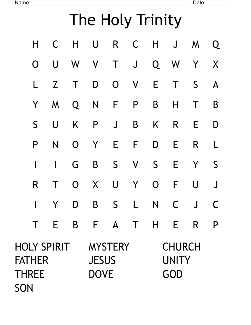 The Holy Trinity Word Search WordMint The Holy Trinity Word Search WordMint