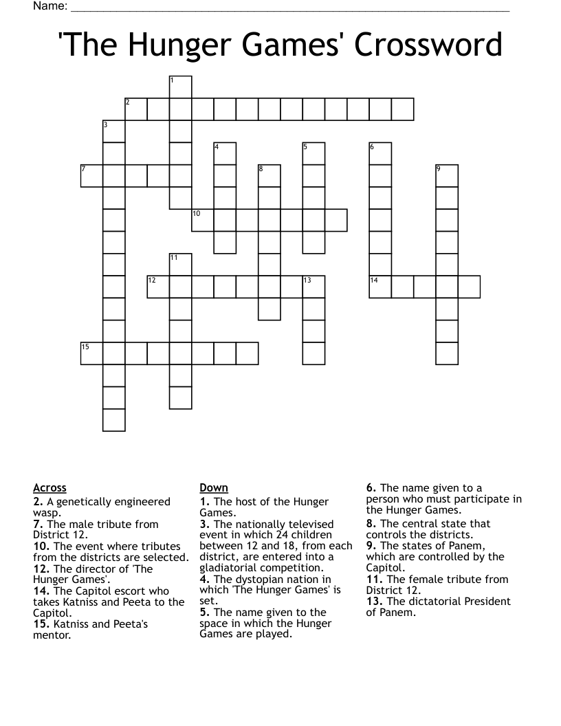The Hunger Games Crossword WordMint The Hunger Games Crossword WordMint