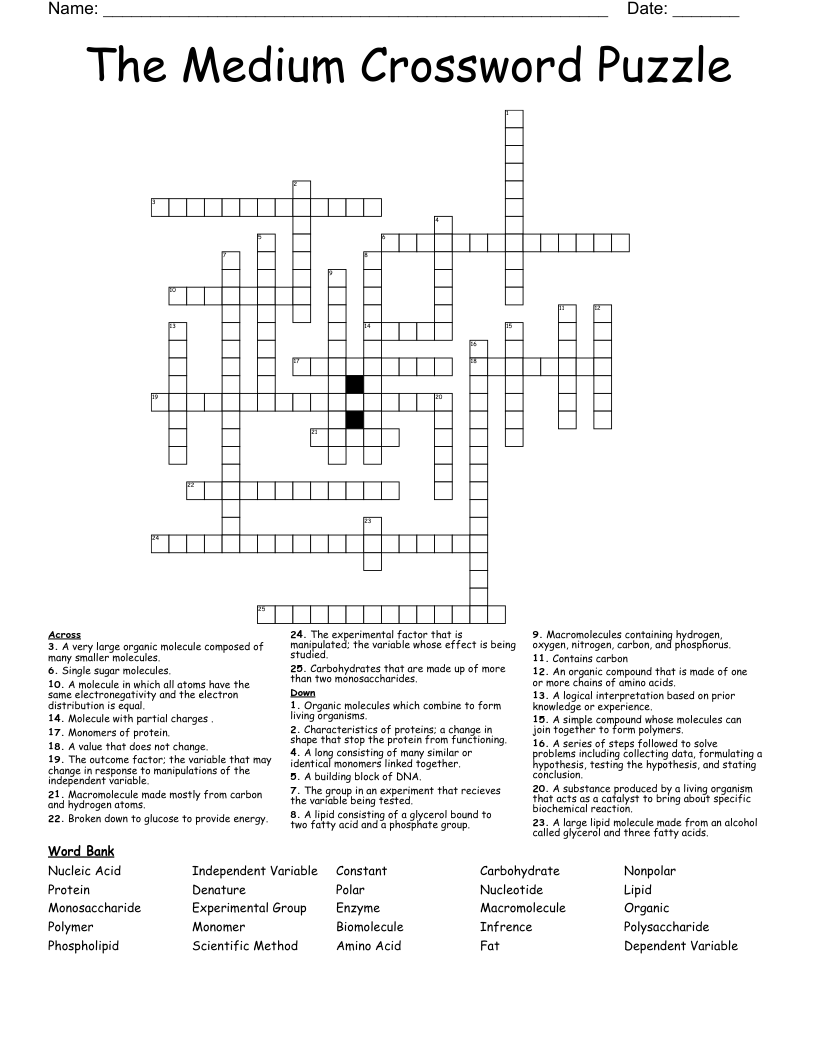 The Medium Crossword Puzzle WordMint Worksheets Library The Medium Crossword Puzzle WordMint Worksheets Library