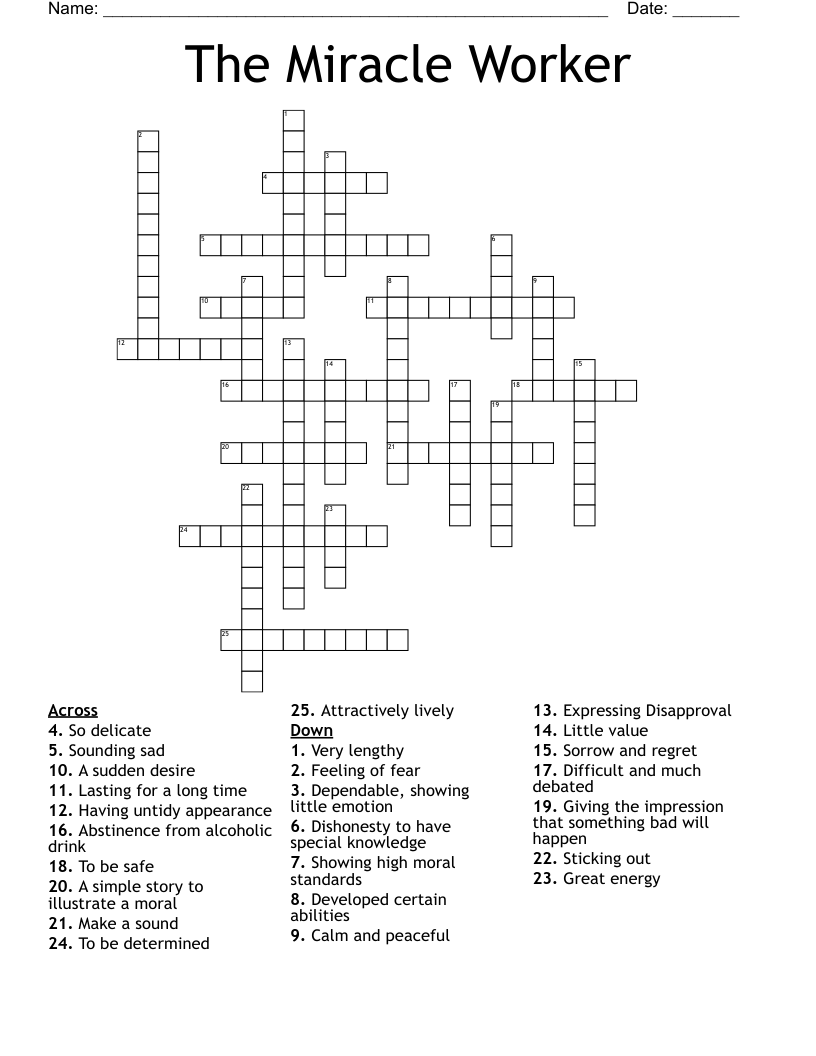 Miracles Crossword Printable Miracles Crossword Printable
