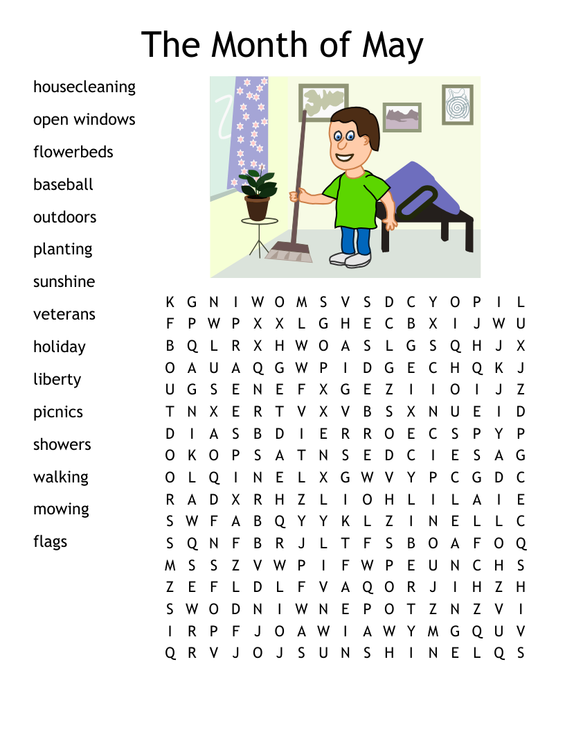 The Month Of May Word Search WordMint