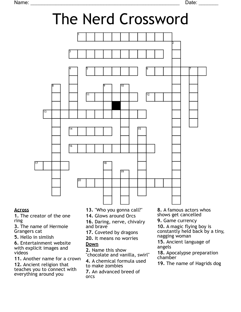 The Nerd Crossword WordMint The Nerd Crossword WordMint