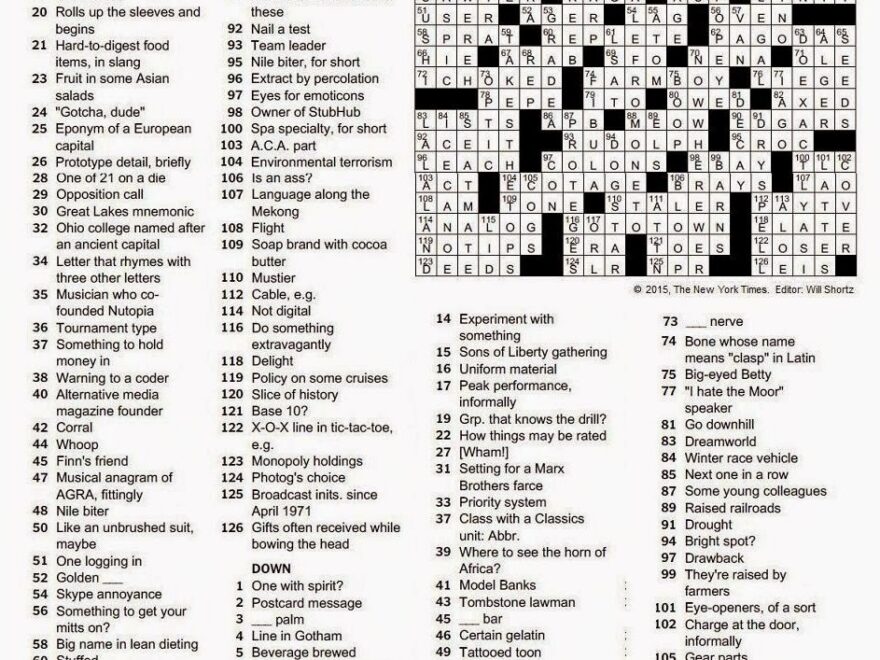 The New York Times Crossword In Gothic 04 12 15 Look What Turned Up