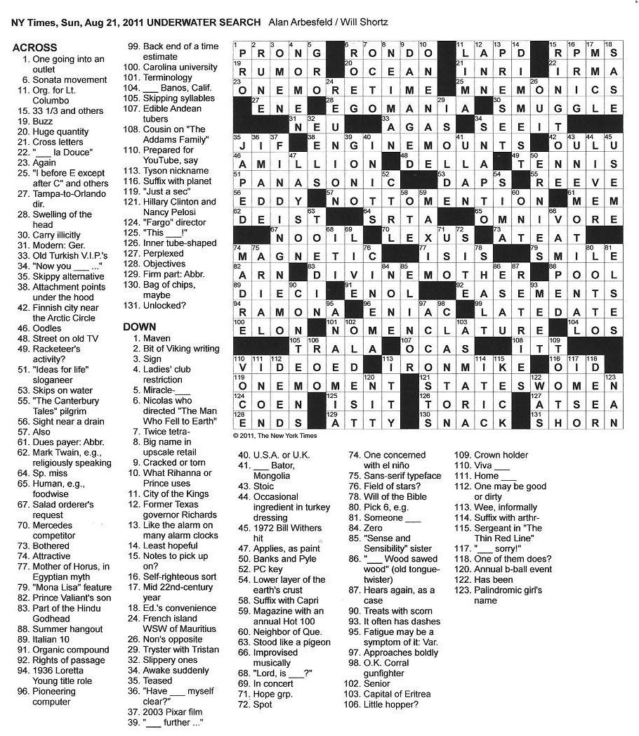 Printable Tampa Times Crossword Puzzles Printable Tampa Times Crossword Puzzles