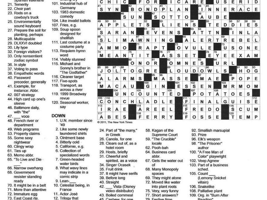 The New York Times Crossword In Gothic 10 02 11 Masquerade