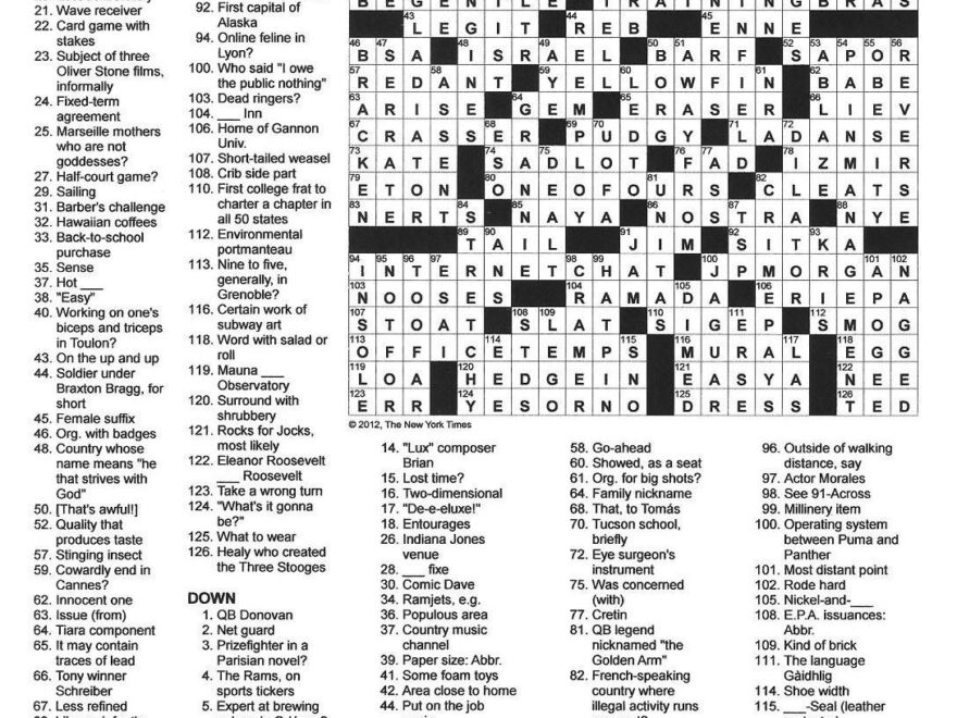 The New York Times Crossword In Gothic 11 04 12 Frankly Speaking