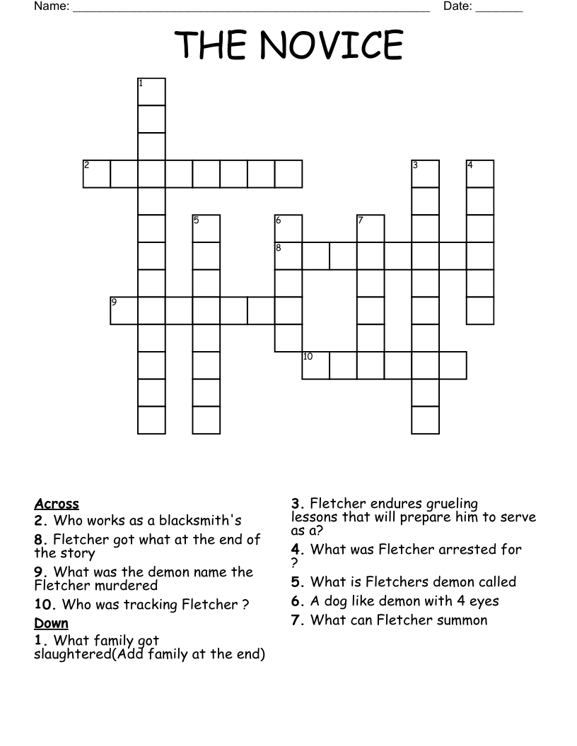 THE NOVICE Crossword WordMint