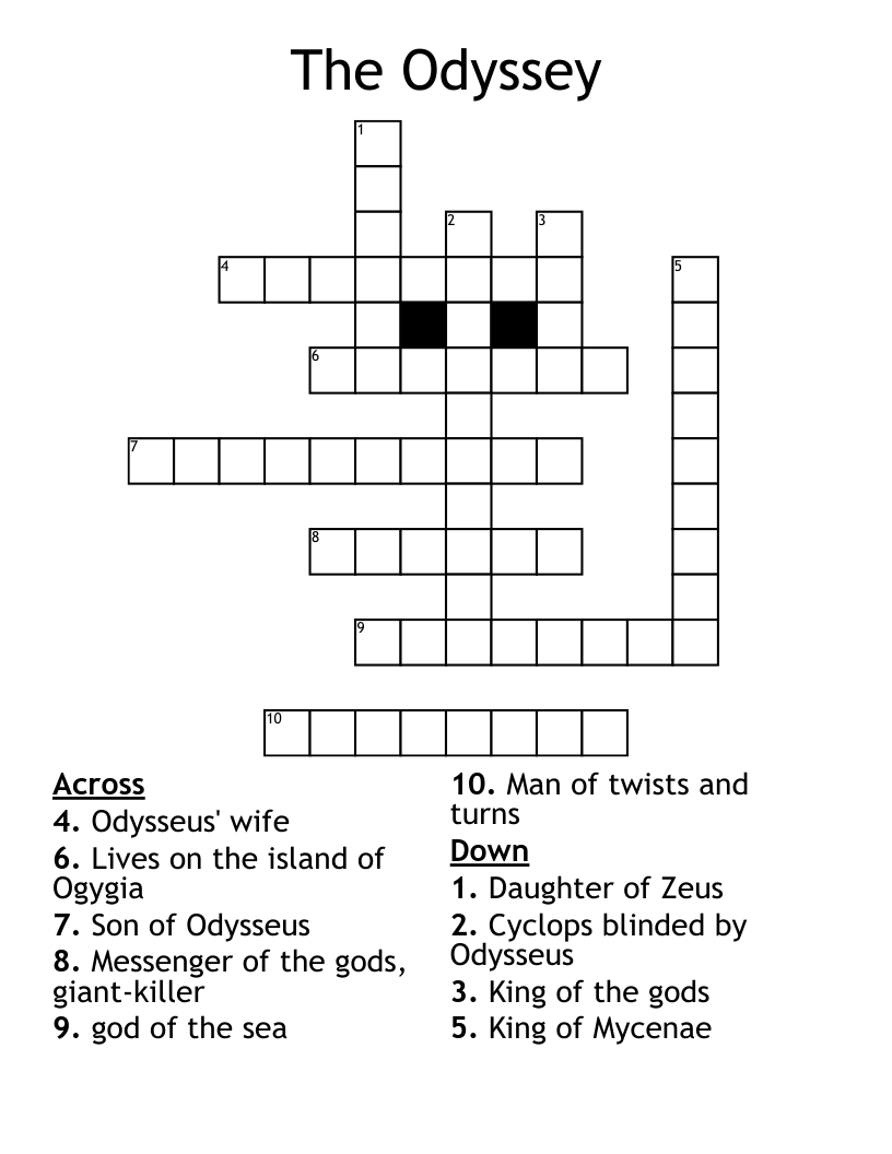 The Odyssey Crossword WordMint The Odyssey Crossword WordMint