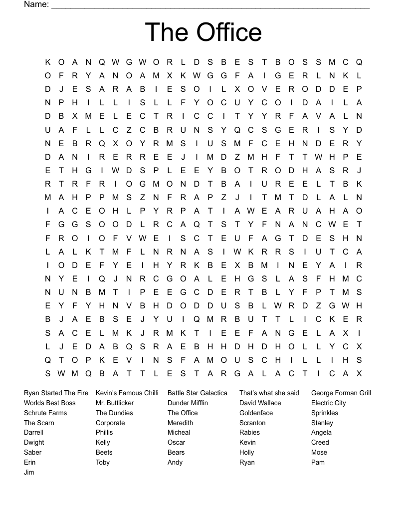 The Office Crossword Puzzle WordMint