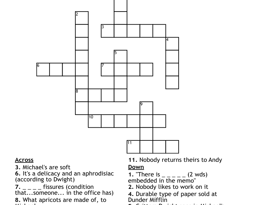 The Office Crossword Puzzle WordMint