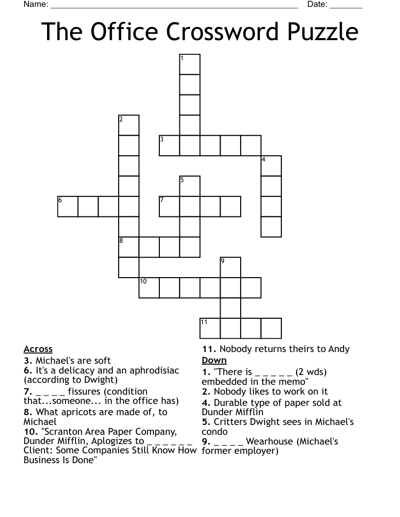 The Office Crossword Puzzle WordMint
