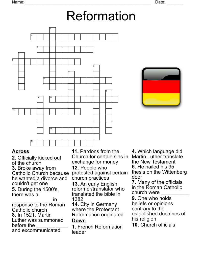 The Reformation Crossword WordMint The Reformation Crossword WordMint