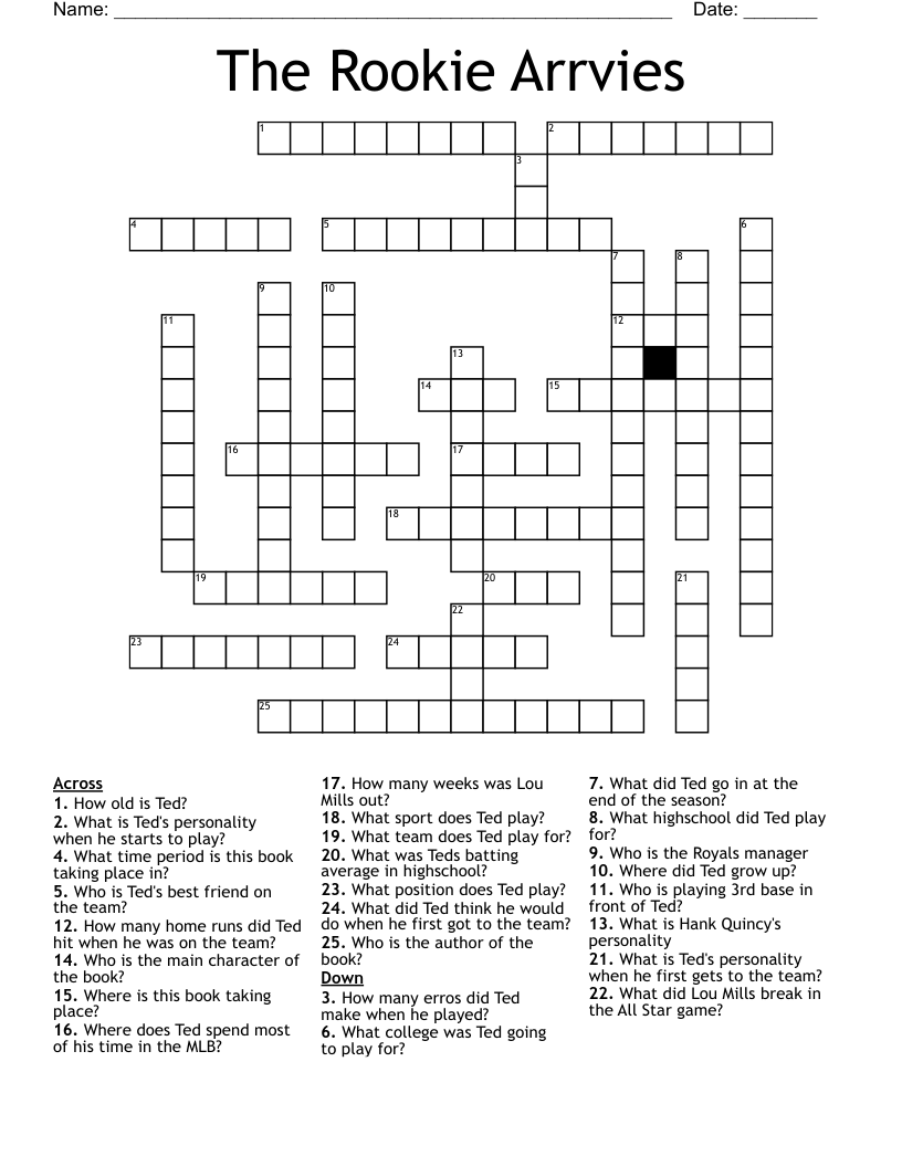 The Rookie Arrvies Crossword WordMint