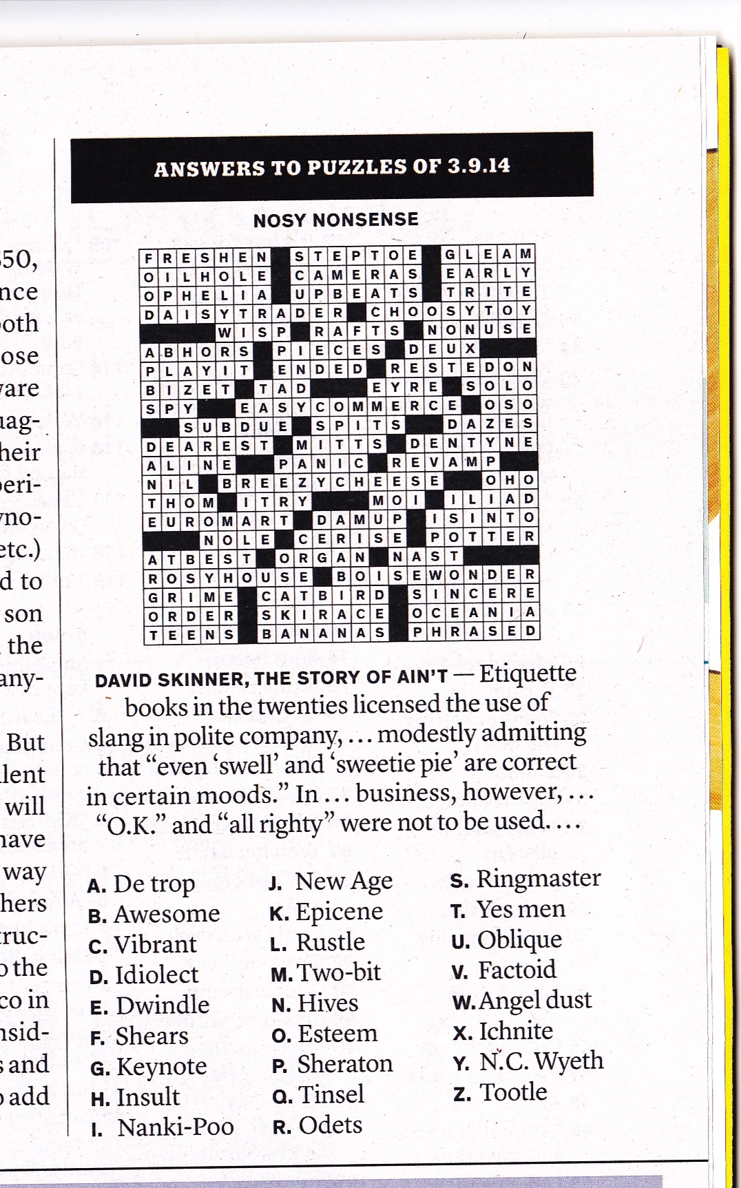 The Story Of Ain t In NYT Acrostic David Skinner The Story Of Ain t In NYT Acrostic David Skinner