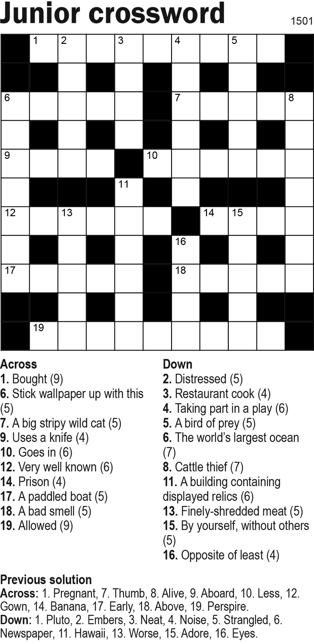 Printable Jumbo Crossword Puzzles Printable Jumbo Crossword Puzzles