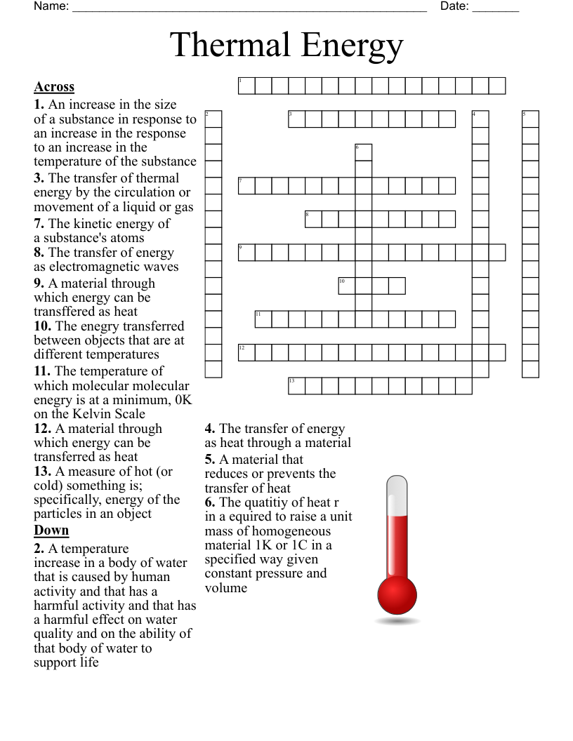 Thermal Energy Crossword WordMint