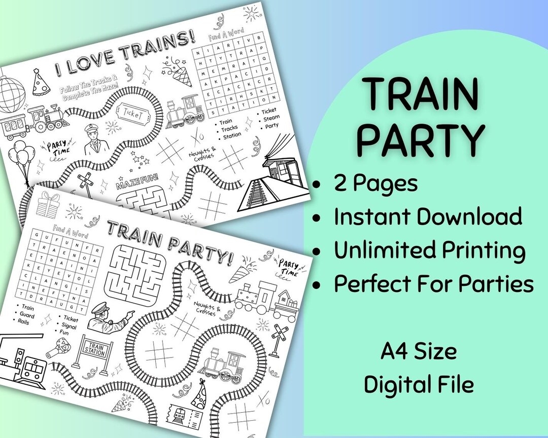 Train Activities Placemat For Kids Party Kids Activity Bundle Printable Sheets Train Party Ideas Kids Games Instant Download Etsy Train Activities Placemat For Kids Party Kids Activity Bundle Printable Sheets Train Party Ideas Kids Games Instant Download Etsy