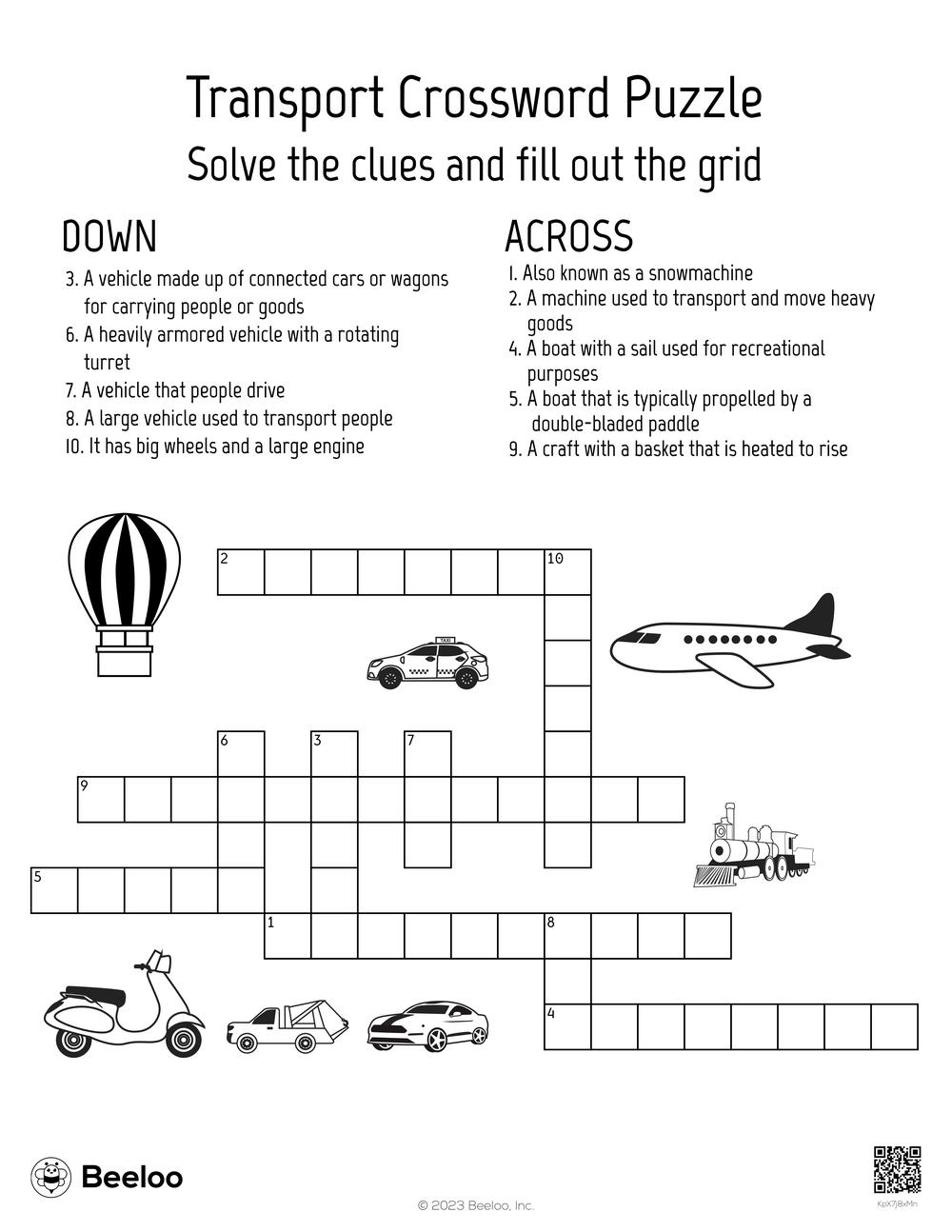 Transport Crossword Puzzle Beeloo Printable Crafts And Activities For Kids Transport Crossword Puzzle Beeloo Printable Crafts And Activities For Kids
