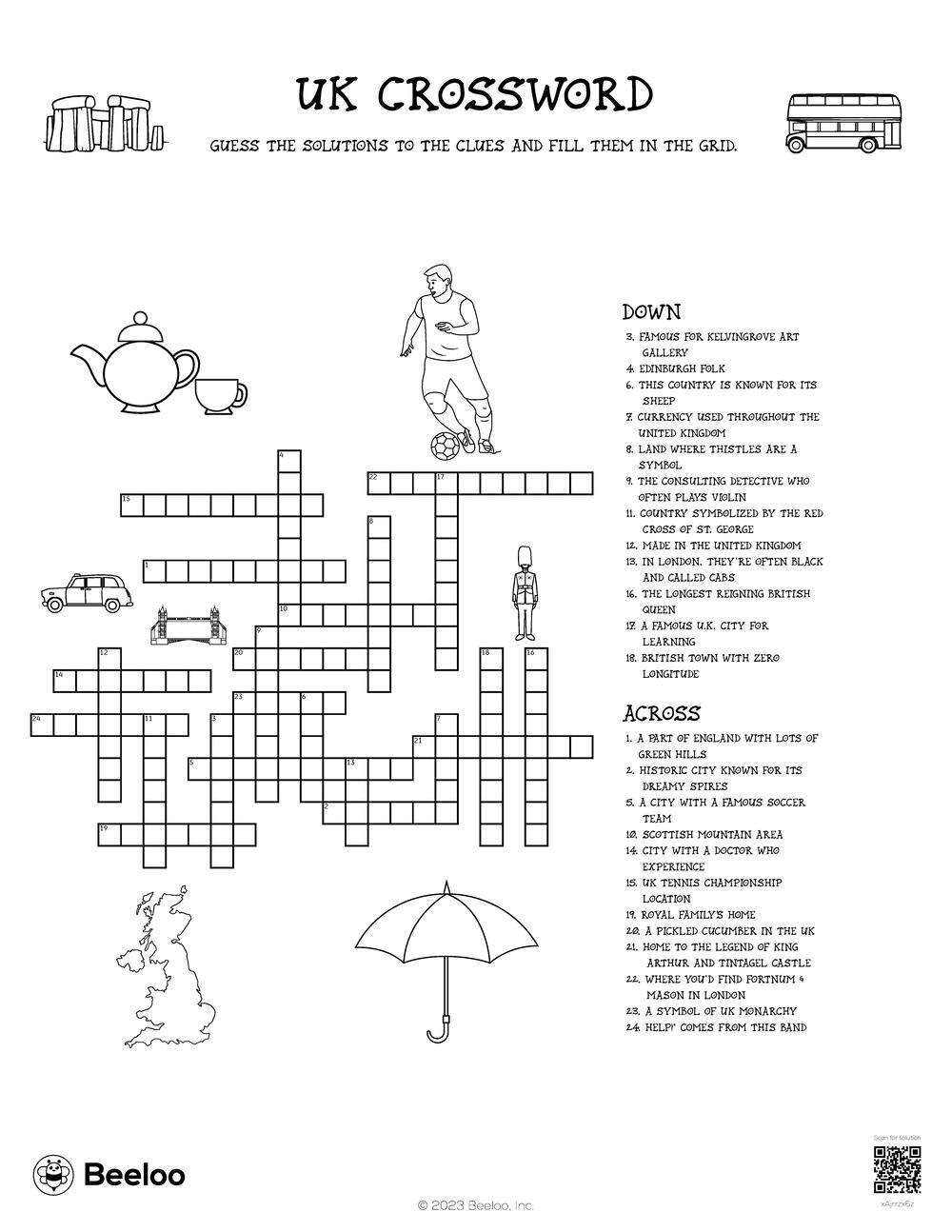 UK Crossword Beeloo Printable Crafts And Activities For Kids UK Crossword Beeloo Printable Crafts And Activities For Kids