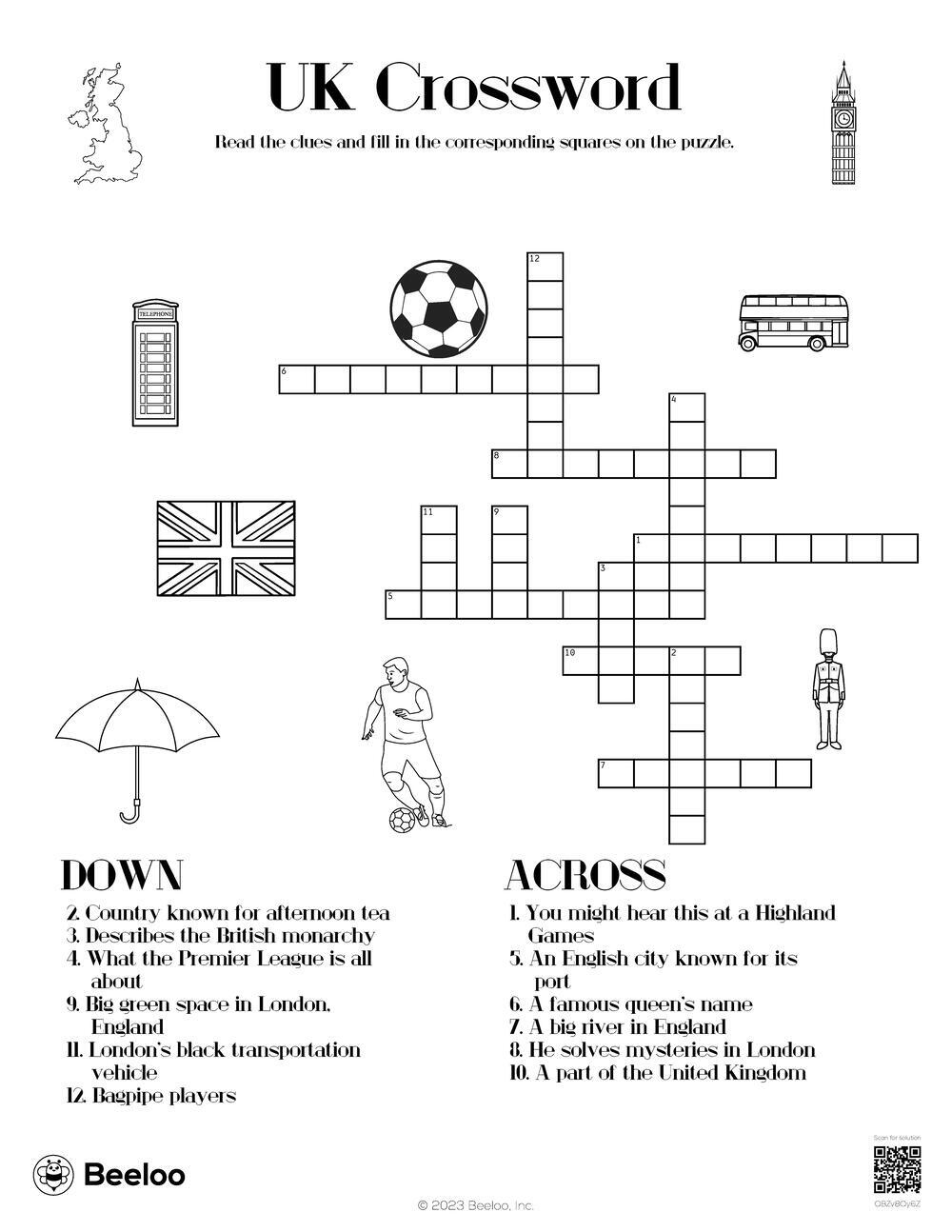 UK Crossword Beeloo Printable Crafts And Activities For Kids