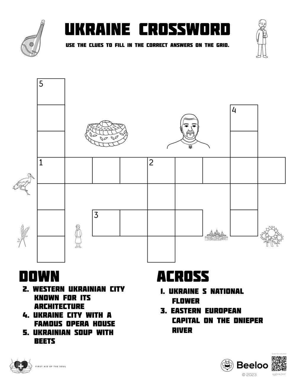 Ukraine Crossword Beeloo Printable Crafts And Activities For Kids