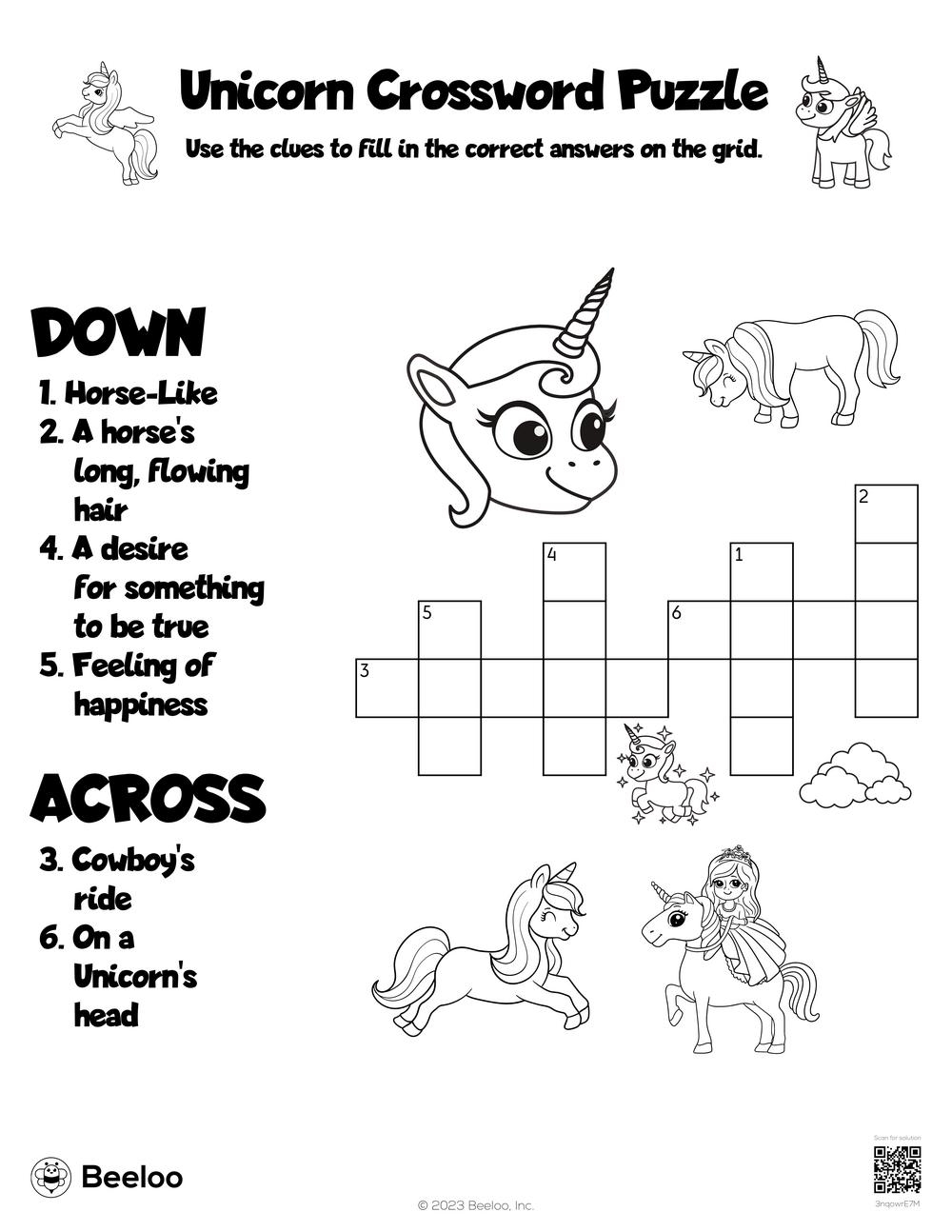 My Little Pony Printable Crossword