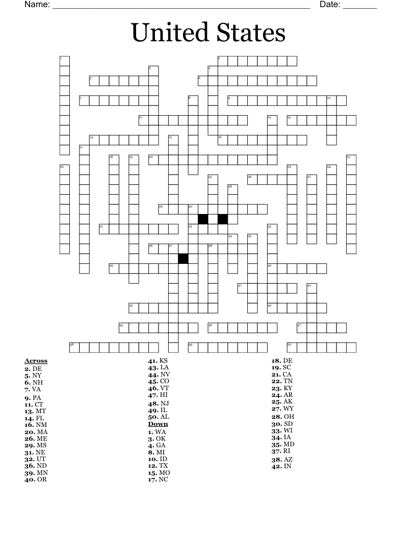 United States Crossword WordMint United States Crossword WordMint