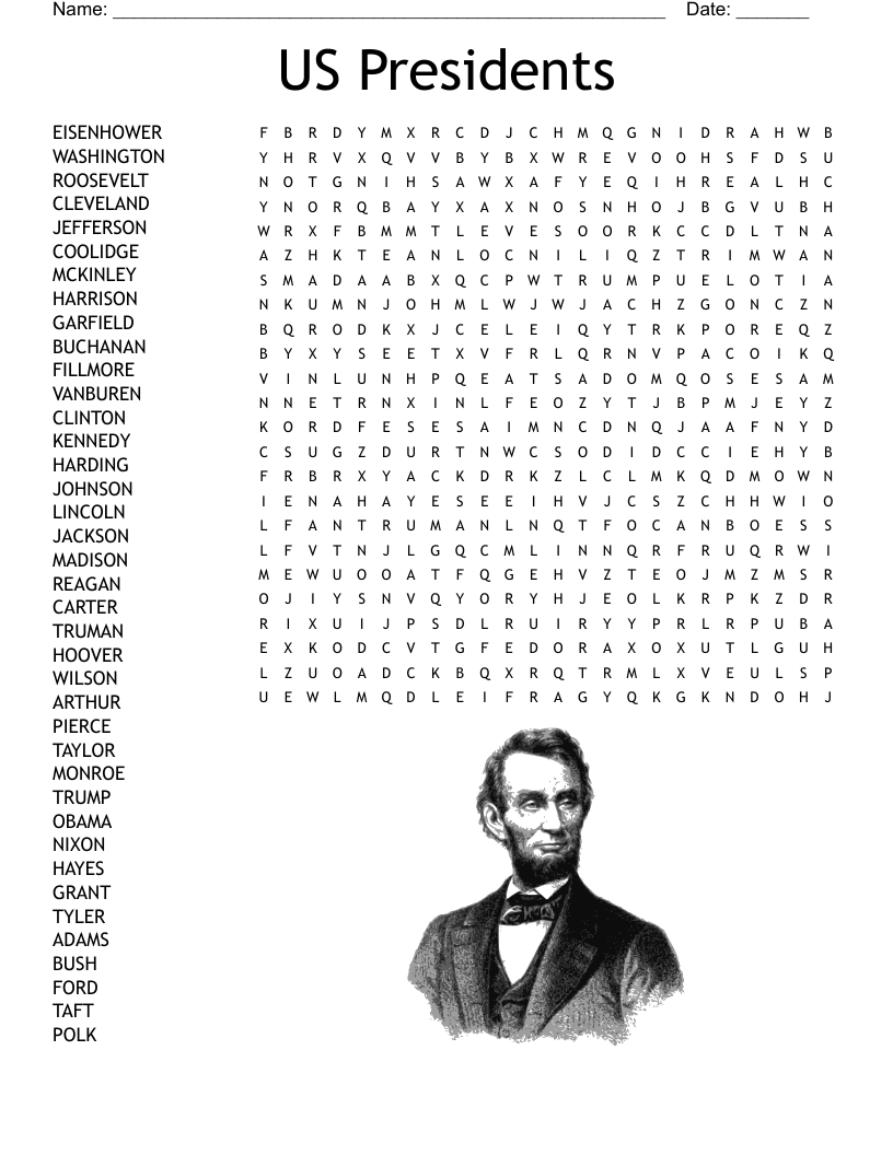 US Presidents Word Search WordMint US Presidents Word Search WordMint