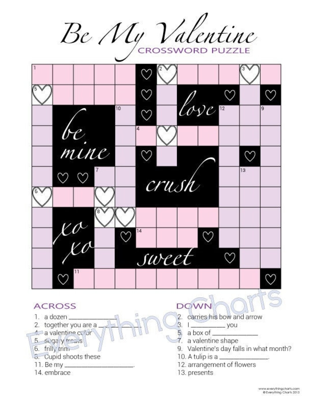 Valentine Crossword Puzzle PDF Files printables Etsy Valentine Crossword Puzzle PDF Files printables Etsy