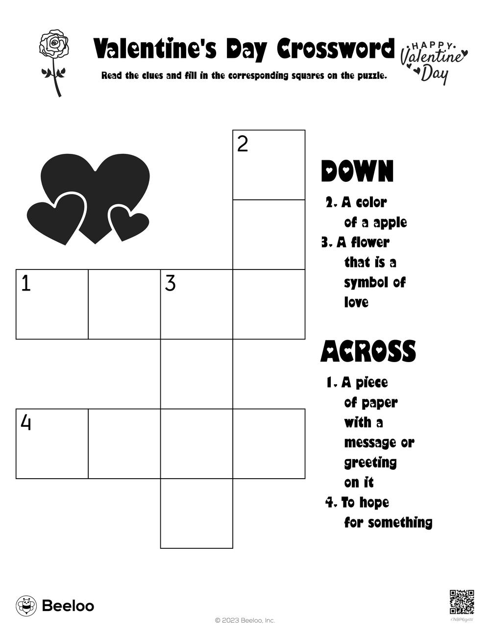 Valentine s Day Crossword Beeloo Printable Crafts And Activities For Kids Valentine s Day Crossword Beeloo Printable Crafts And Activities For Kids