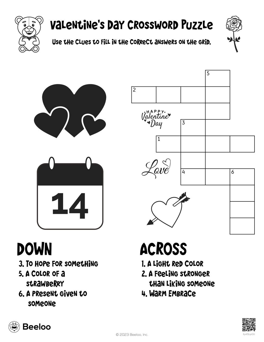 Valentine s Day Crossword Puzzle Beeloo Printable Crafts And Activities For Kids Valentine s Day Crossword Puzzle Beeloo Printable Crafts And Activities For Kids