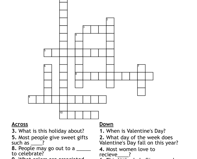 Valentine s Day Crossword WordMint