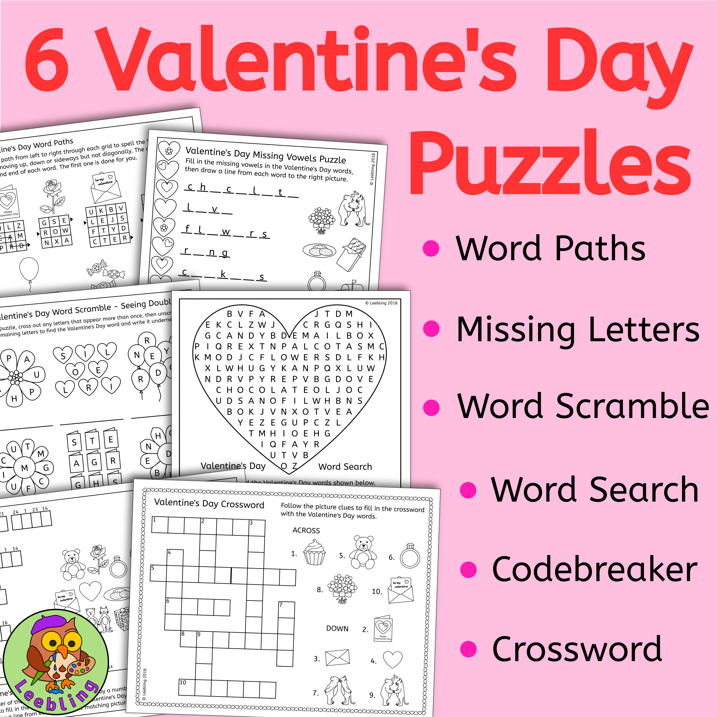 Valentine s Day Puzzle Activities Crossword Word Search And More Made By Teachers Valentine s Day Puzzle Activities Crossword Word Search And More Made By Teachers
