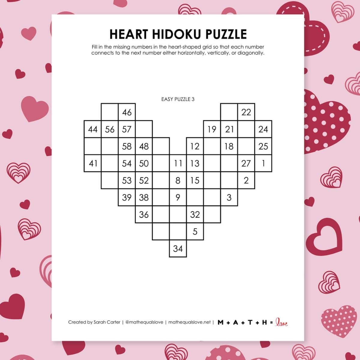 Valentine s Day Puzzles Math Love Valentine s Day Puzzles Math Love