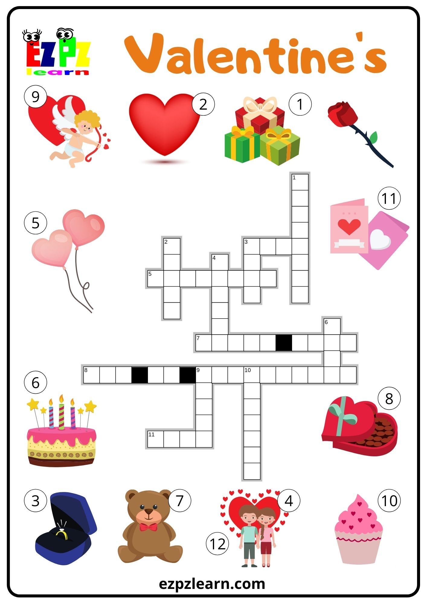 Valentine s Holiday Crossword Ezpzlearn Valentine s Holiday Crossword Ezpzlearn